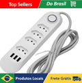 Extensão Elétrica 2m Com 3/4 Tomadas e 3 Entradas USB com Botão ENVIO RAPIDO PARA TODO O BRASIL