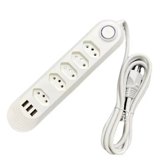 Extensão Elétrica 2m Com 3/4 Tomadas e 3 Entradas USB com Botão ENVIO RAPIDO PARA TODO O BRASIL