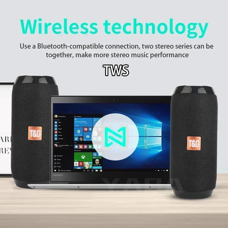 Alto-falante portátil sem fio compatível com Bluetooth, subwoofer, alto-falante à prova d'água para ambientes externos, suporte estéreo surround, rádio FM