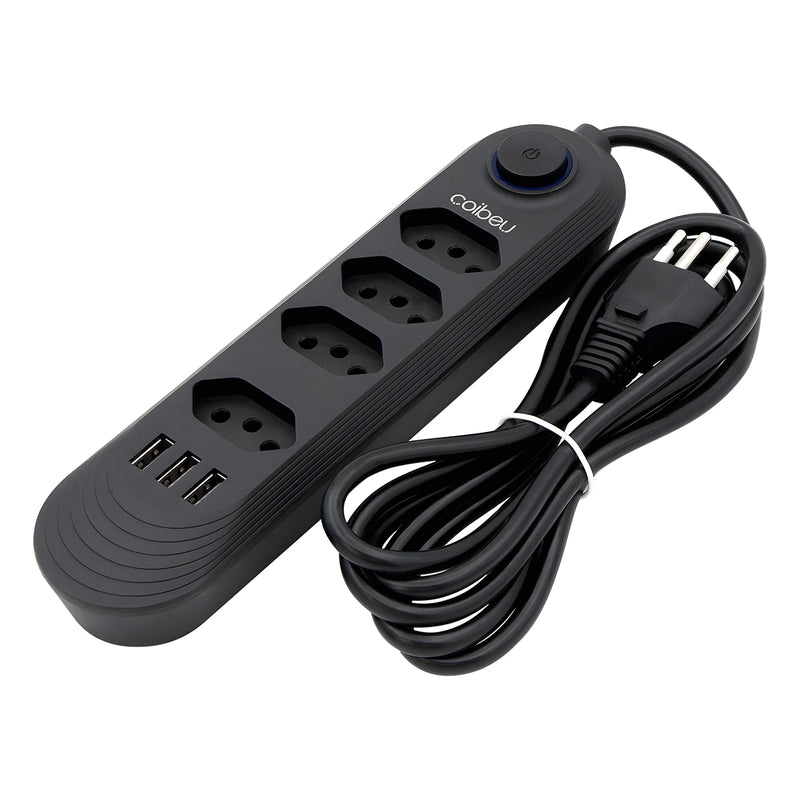 Tomada de extensão, extensão de energia, tomada USB, filtro de linha de tomada, tomadas elétricas Regua, extensão elétrica, 110-220 V, 10 A