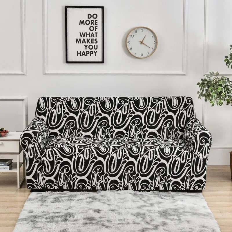 Capa elástica para sofá com estampa de flores, 1 peça, antissujeira, elastano, protetor de móveis para quarto, escritório, sala de estar, decoração de casa