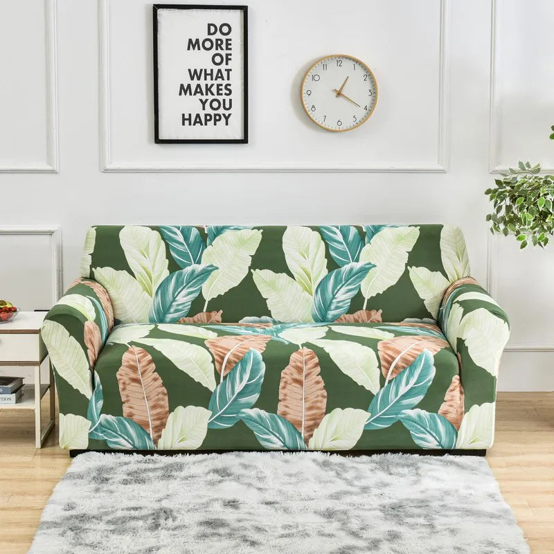 Capa elástica para sofá com estampa de flores, 1 peça, antissujeira, elastano, protetor de móveis para quarto, escritório, sala de estar, decoração de casa