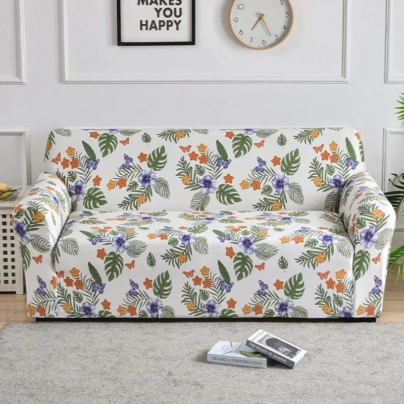 Capa elástica para sofá com estampa de flores, 1 peça, antissujeira, elastano, protetor de móveis para quarto, escritório, sala de estar, decoração de casa
