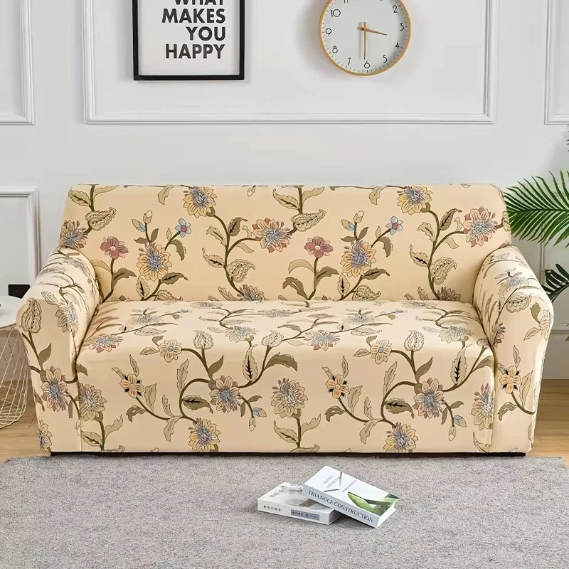 Capa elástica para sofá com estampa de flores, 1 peça, antissujeira, elastano, protetor de móveis para quarto, escritório, sala de estar, decoração de casa