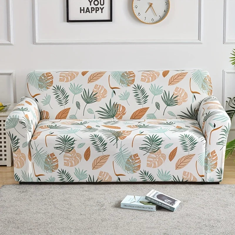 Capa elástica para sofá com estampa de flores, 1 peça, antissujeira, elastano, protetor de móveis para quarto, escritório, sala de estar, decoração de casa