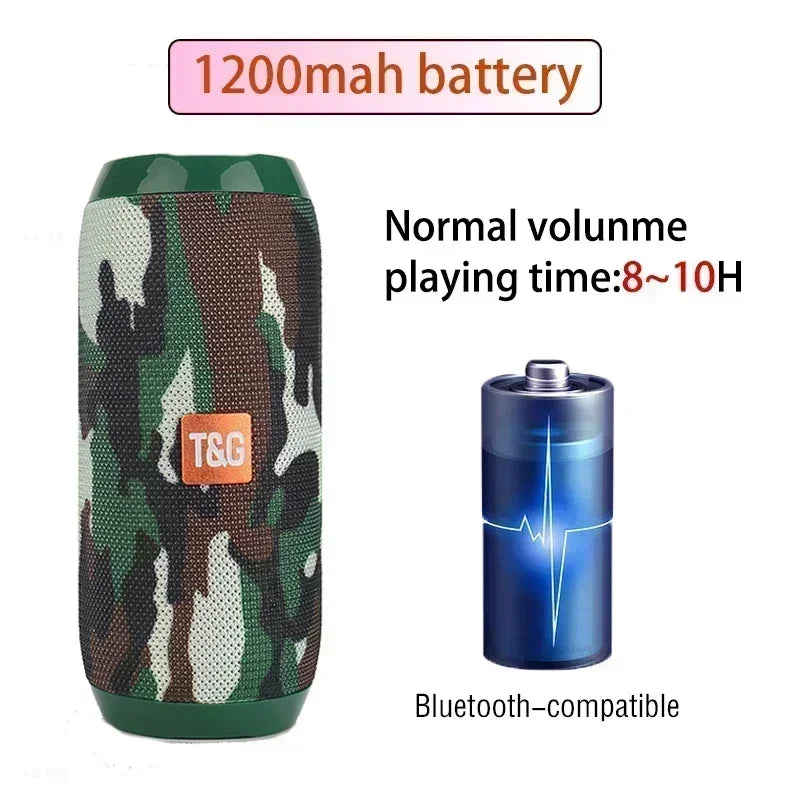 Alto-falante portátil sem fio compatível com Bluetooth, subwoofer, alto-falante à prova d'água para ambientes externos, suporte estéreo surround, rádio FM